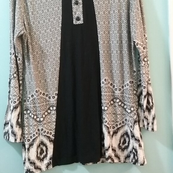 Tromel 1x Black And White Long Sleeved Top With Black Inset - Picture 3 of 4